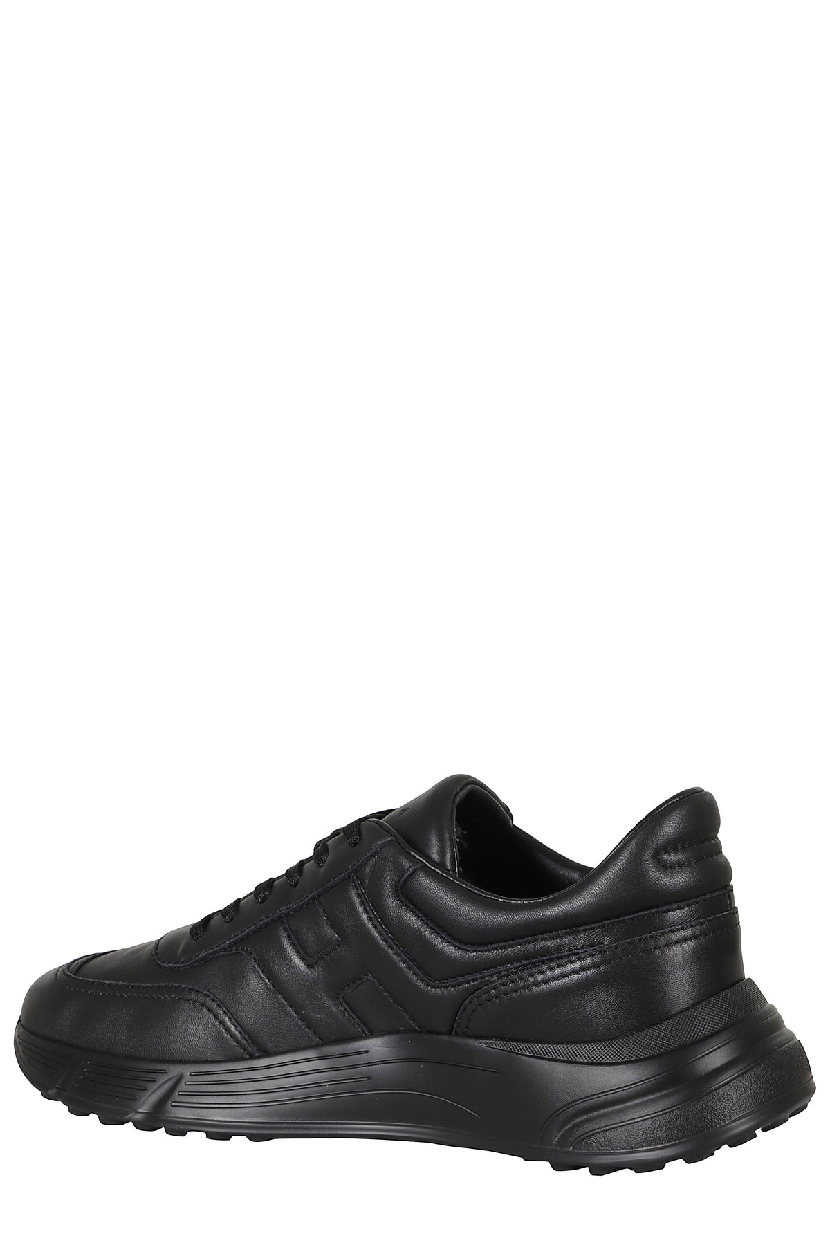 Black Hyperlight Smooth Leather Rubber Sole Leather Sneakers