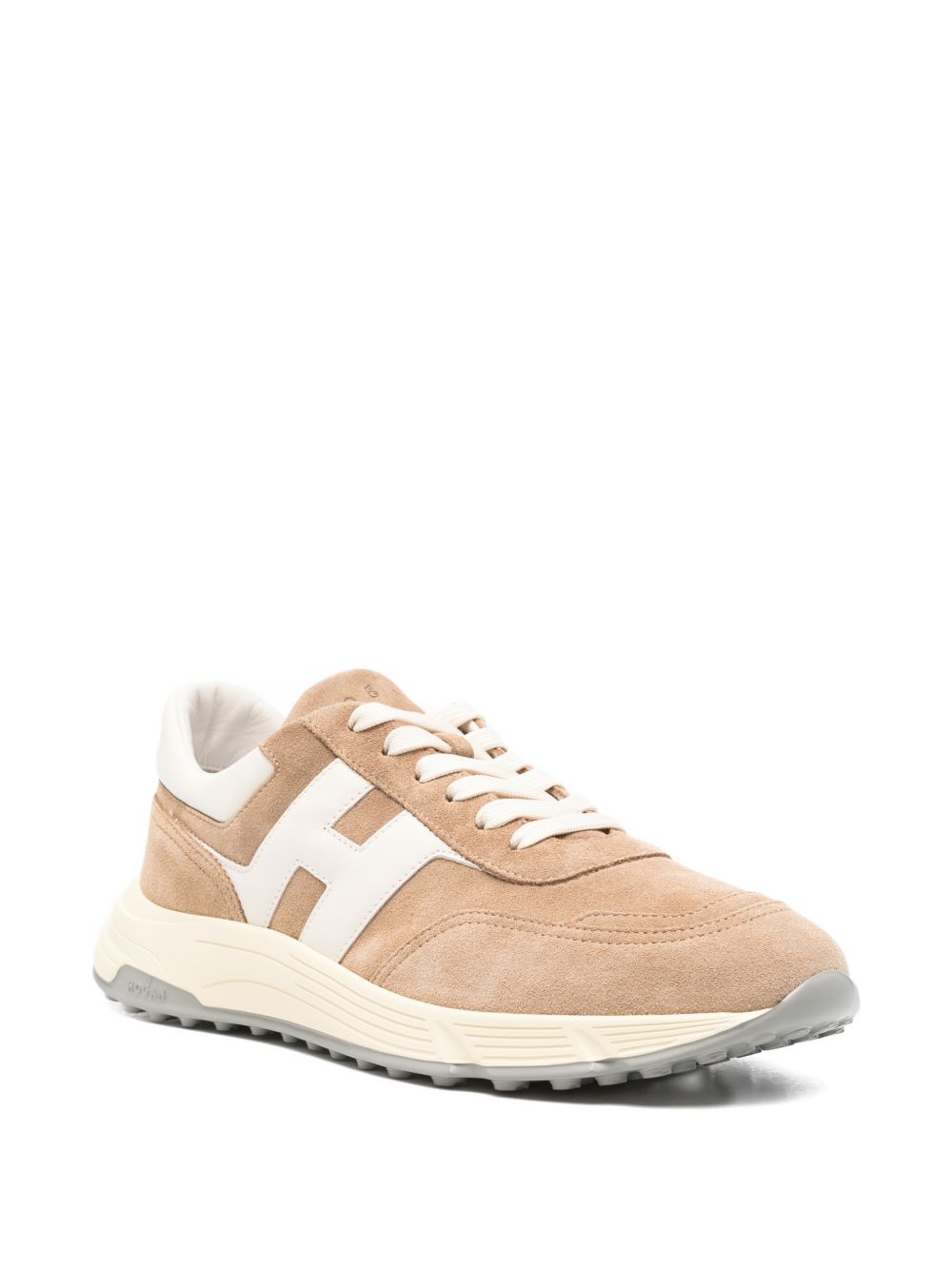 Beige Silk and Nylon Sneakers