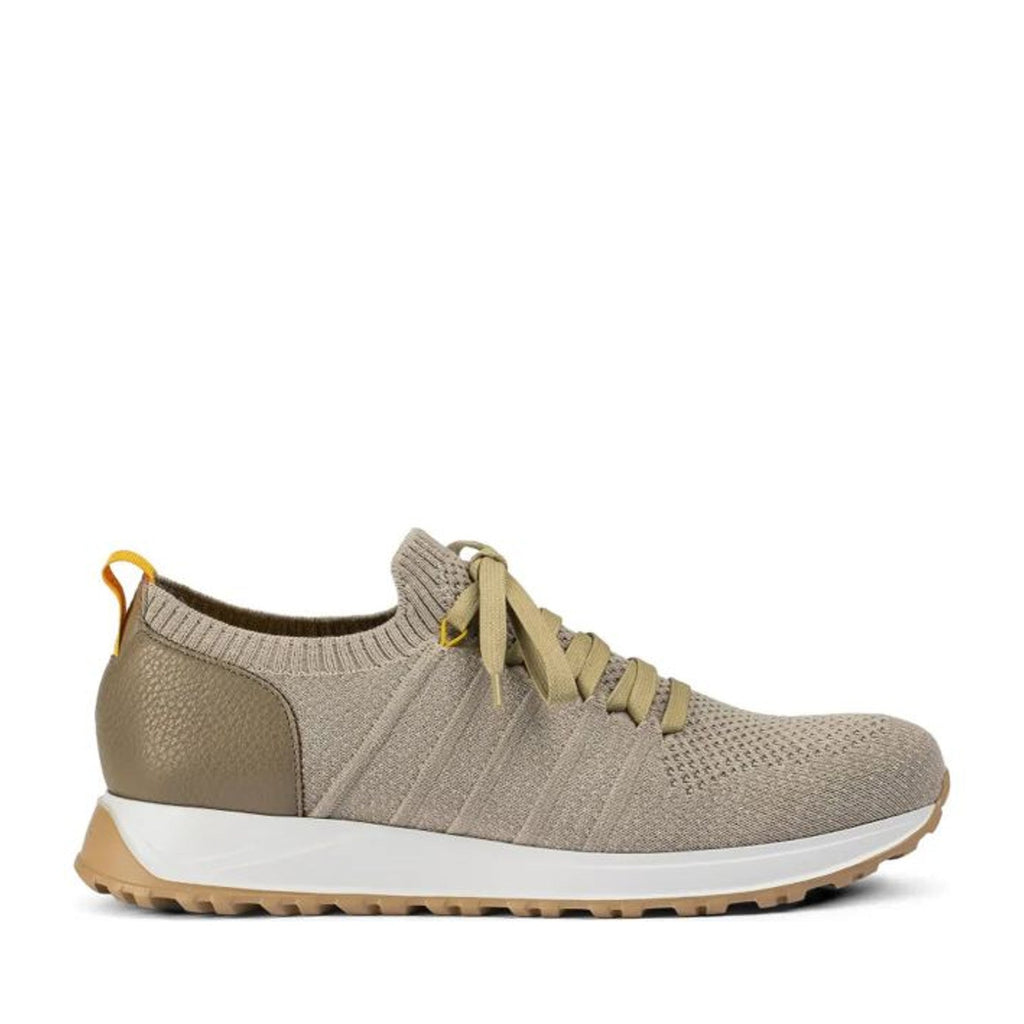 Beige Knitted Textured Leather Accents Sneakers