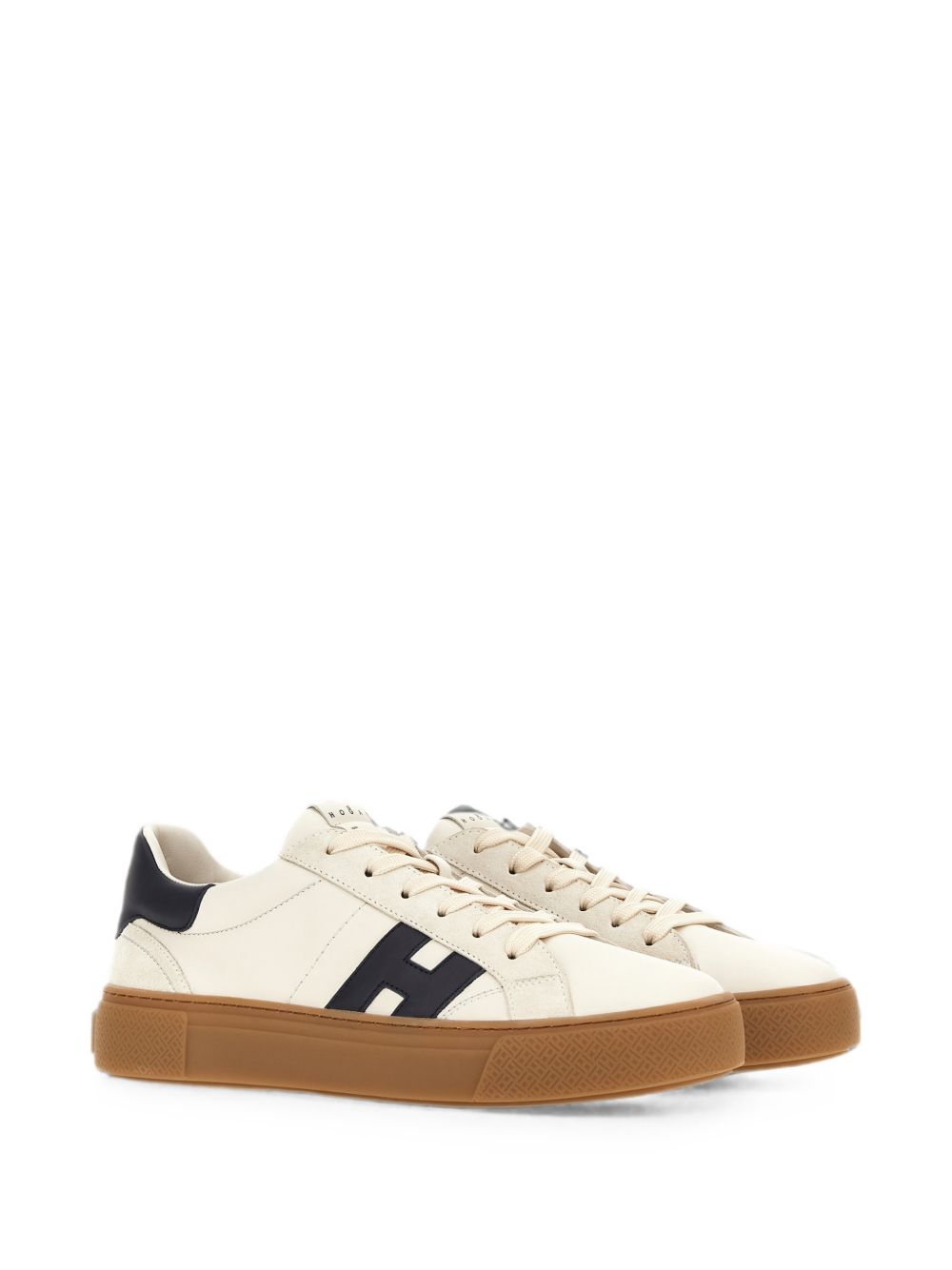 Cream Low-Top Black Accent Sneakers