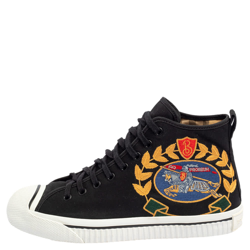 Burberry Black Canvas Kingly Big C High Top Sneakers