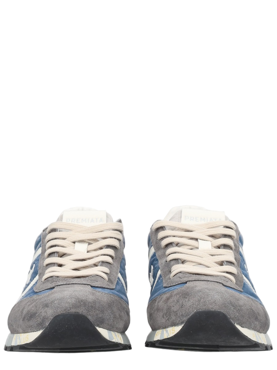 Grey Blue Low-Profile Suede Sneakers