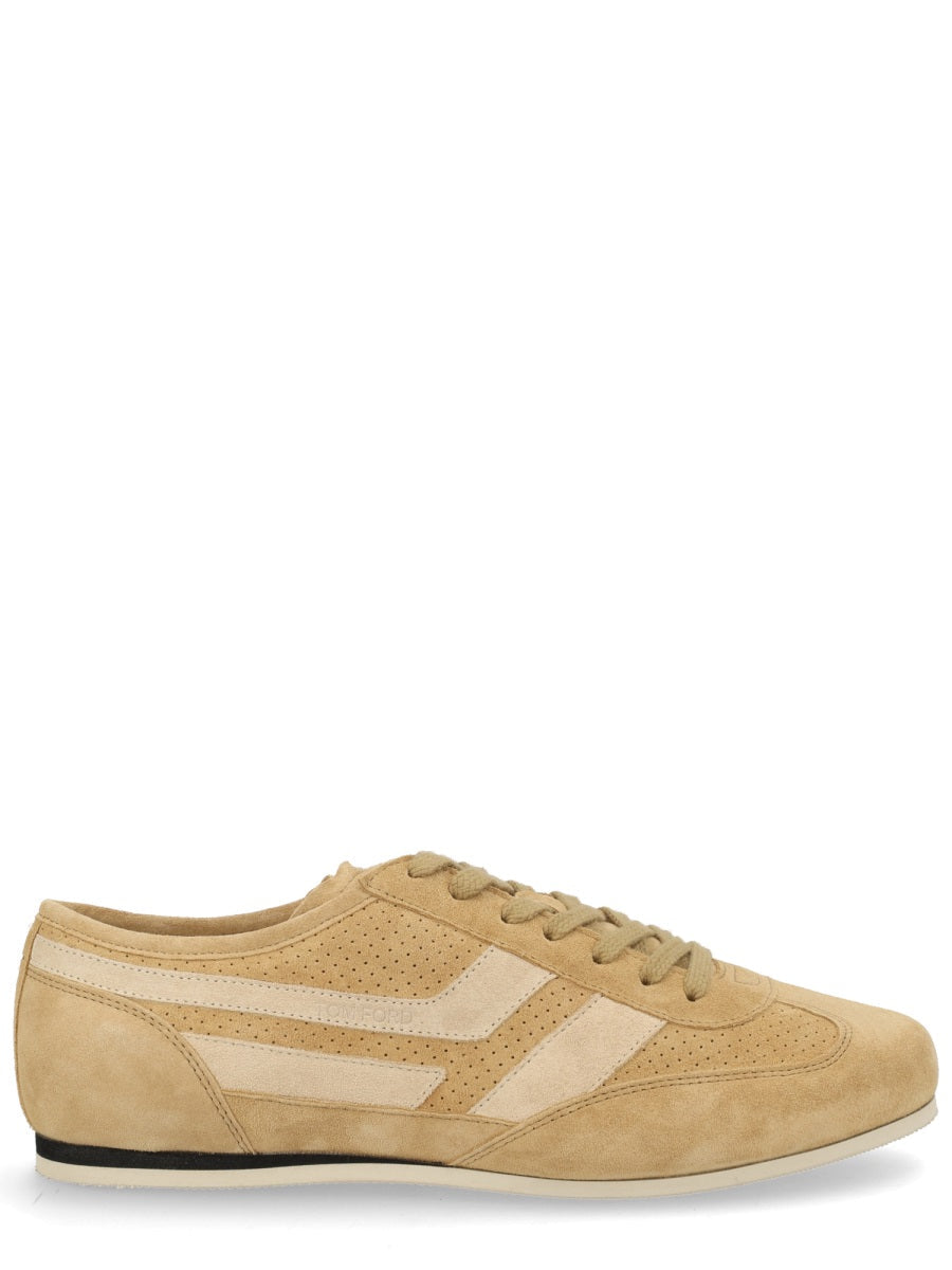 Brook Calf Leather Cotton Panel Sneakers