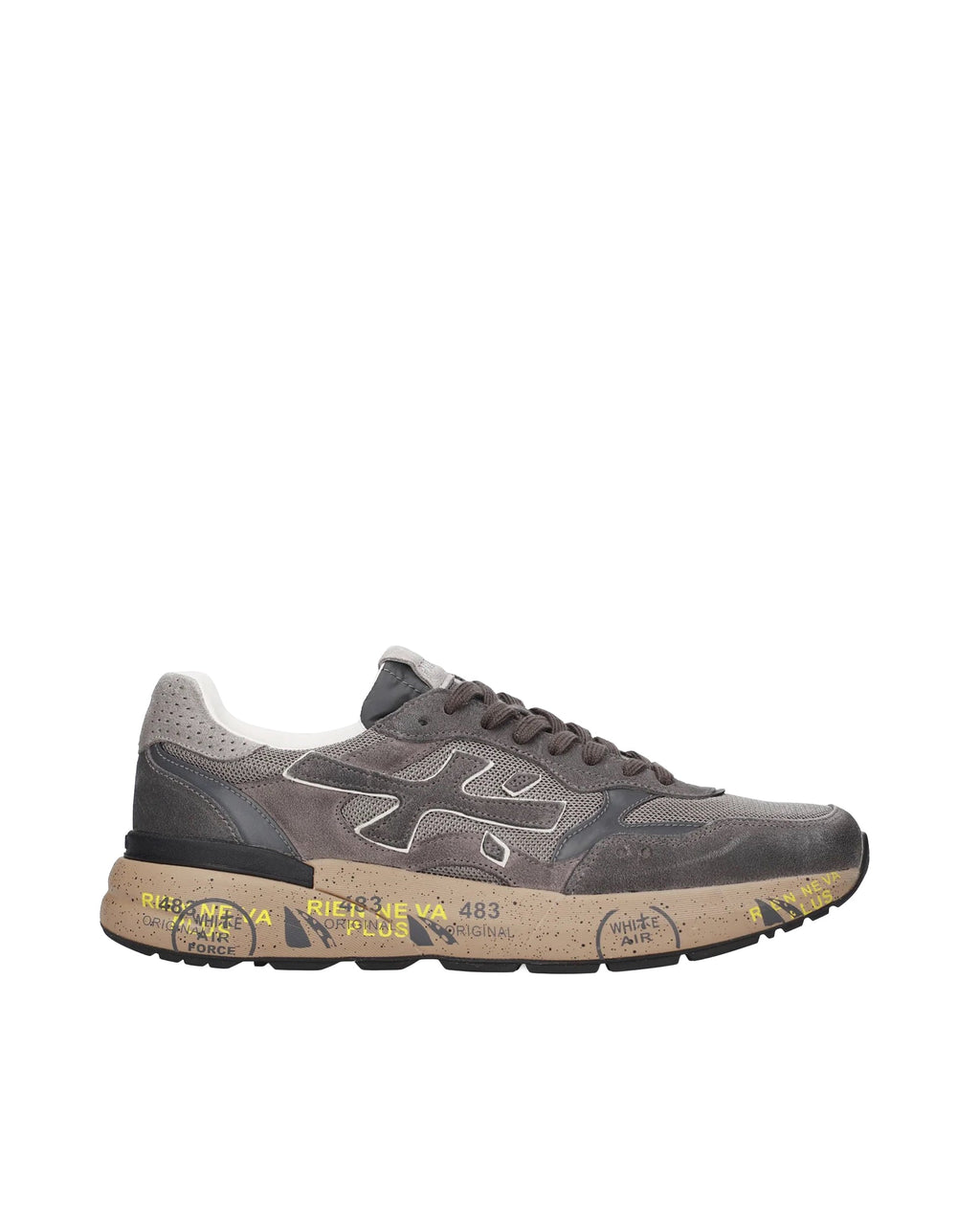 Grey Taupe Mick Color-Block Leather Sneakers