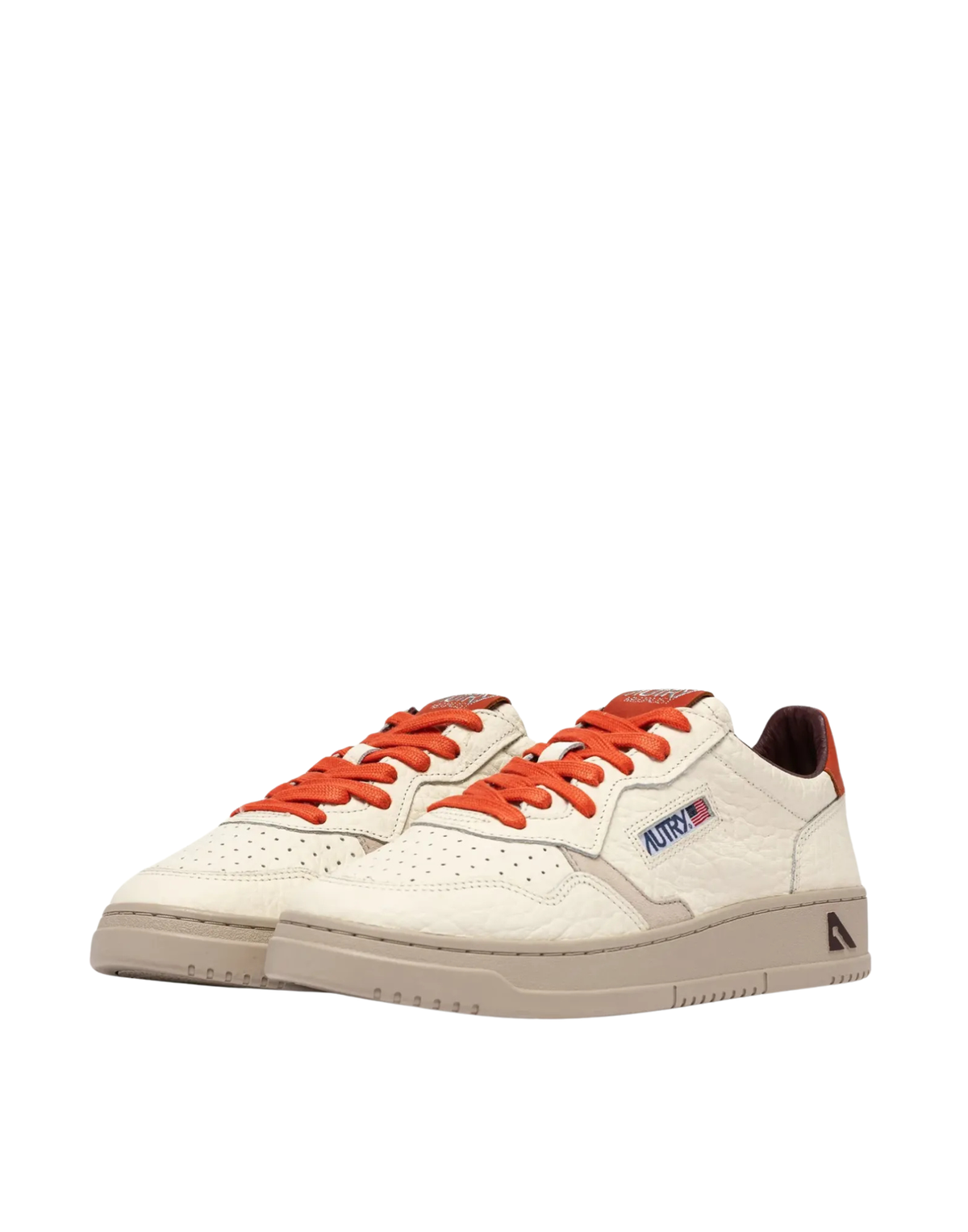 Low-Top Sneakers with Textured Leather and Nubuck Accents
