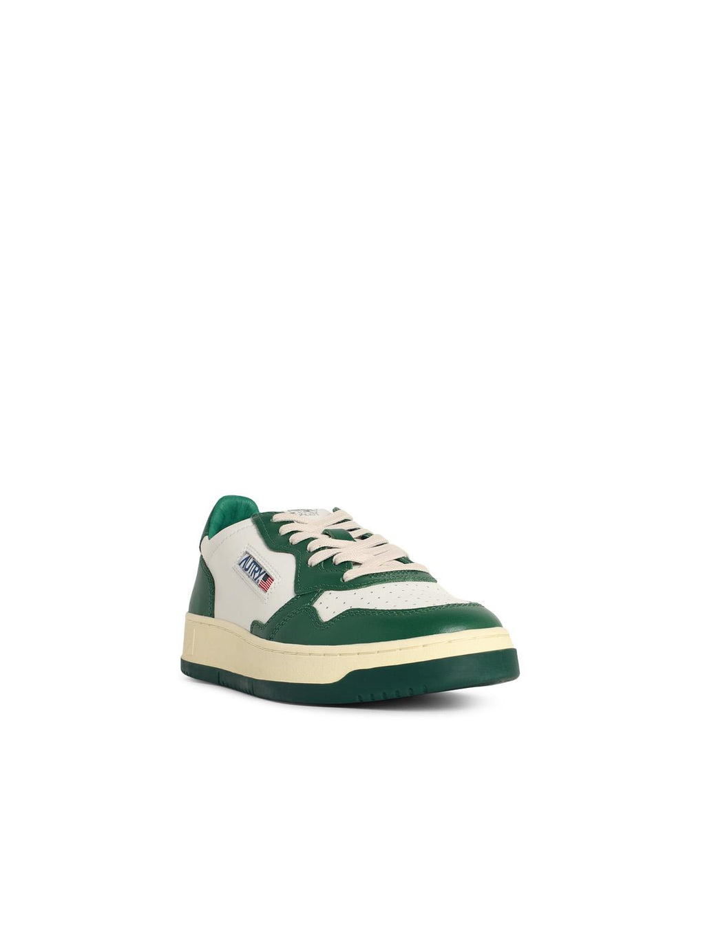 Green And White Leather Medalist Sneakers