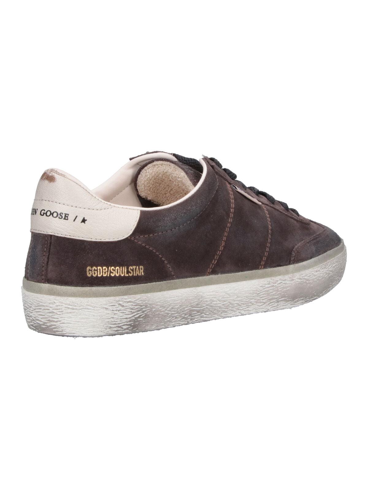Low-Top Vintage Brown Suede Sneakers with Gold Accents
