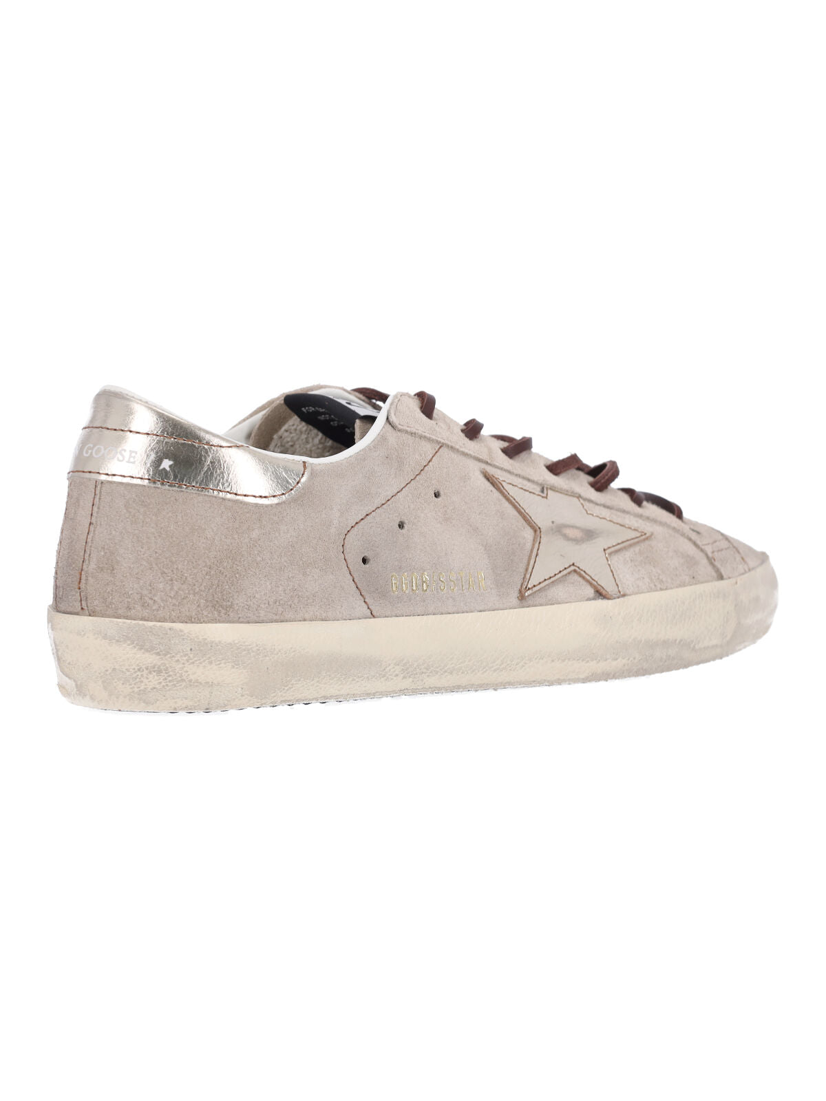 Beige Calf Suede Sneakers with Star Applique