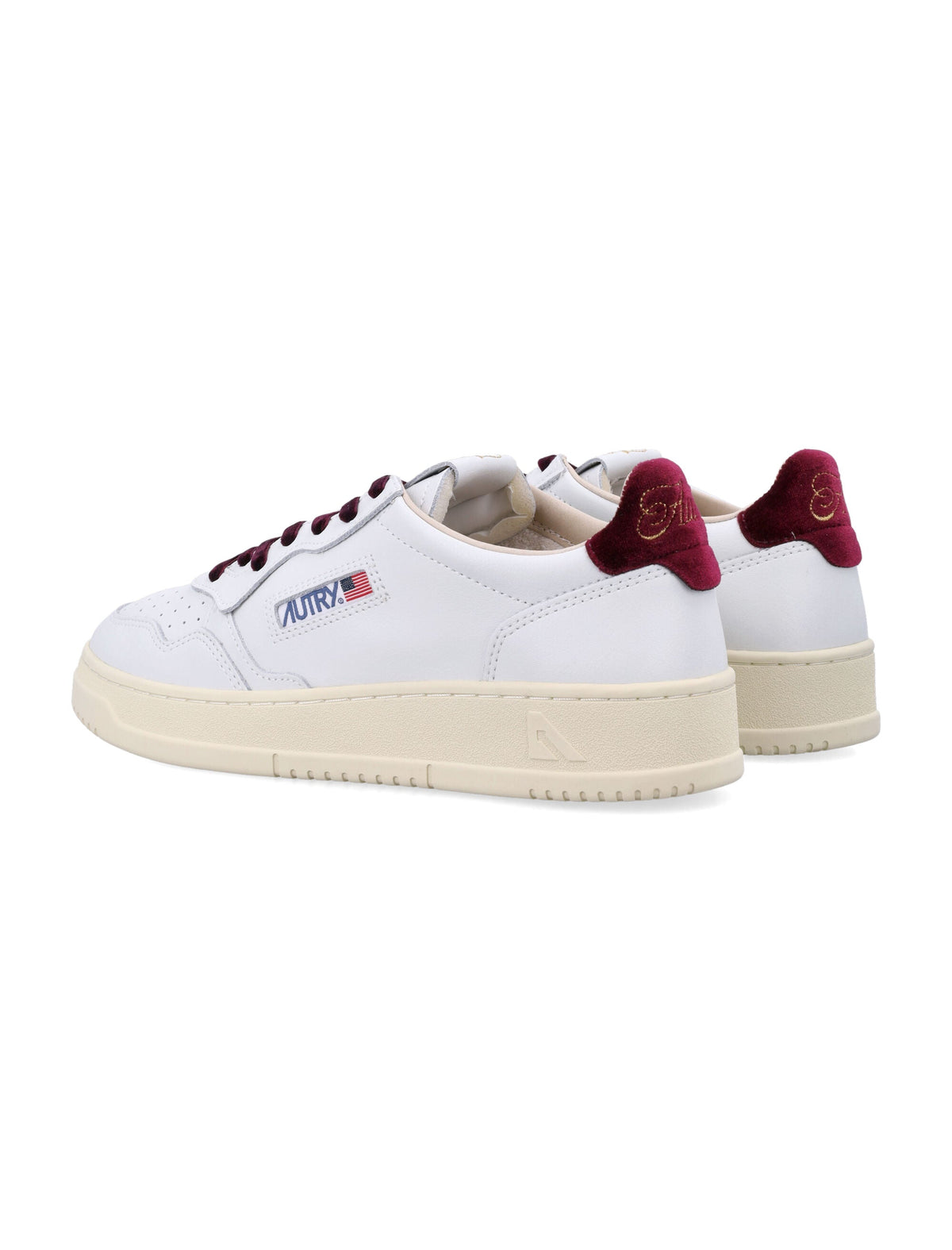 Low-Top Sneakers with Perforated Detailing and Velvet Accents