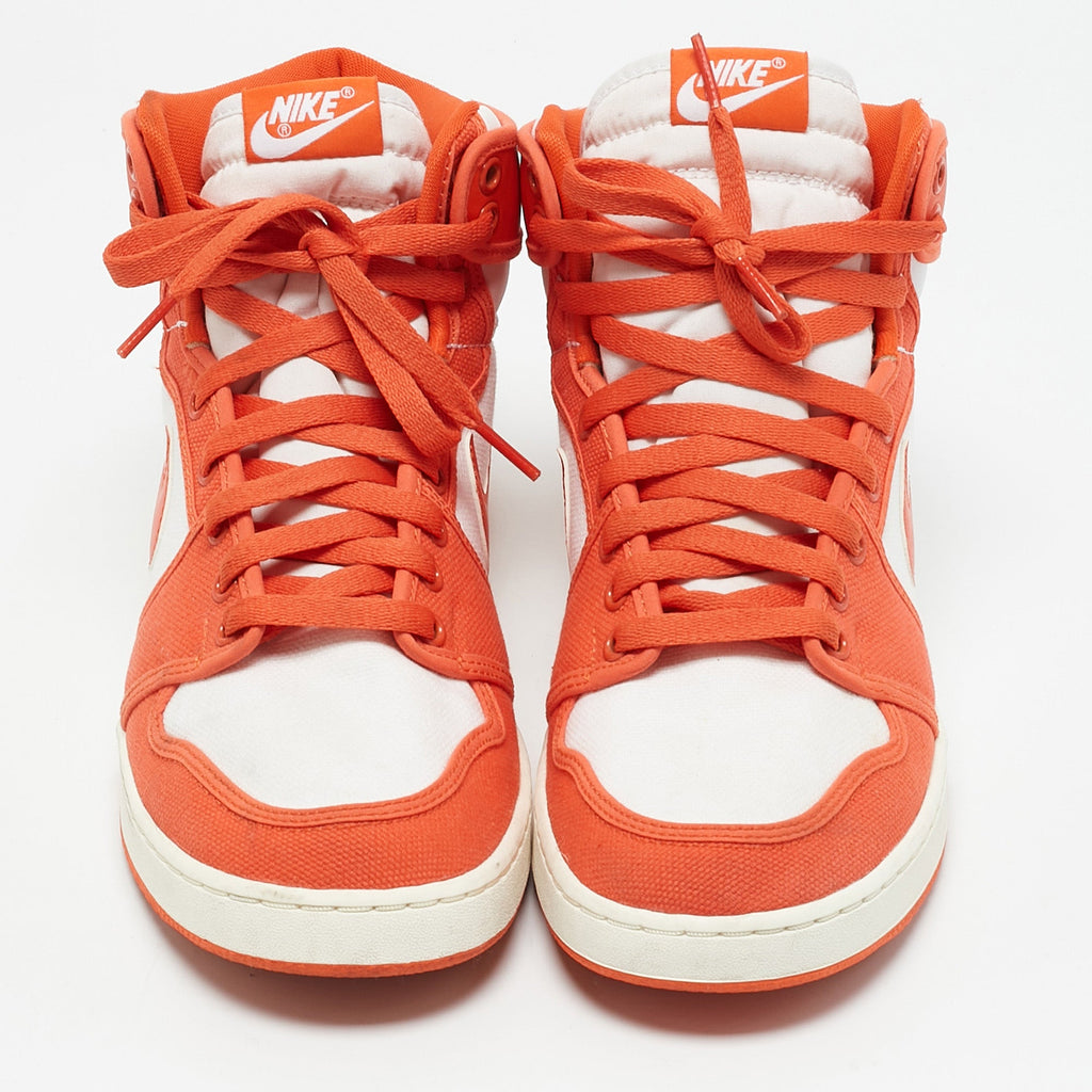 Air Jordans Orange Canvas And Leather Jordan 1 Ko "syracuse" High Top Sneakers