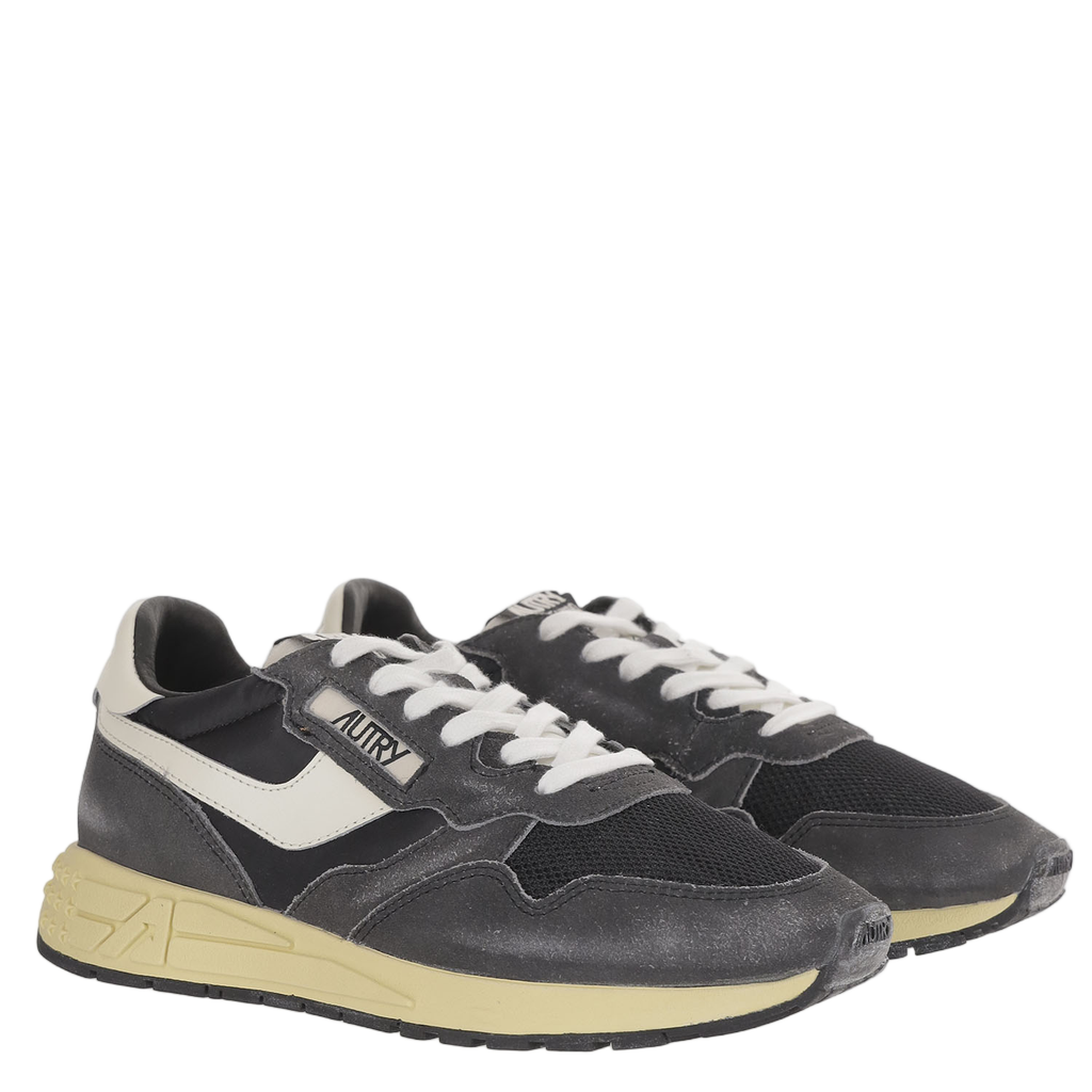 Leather And Mesh Sneakers With Vintage Touch