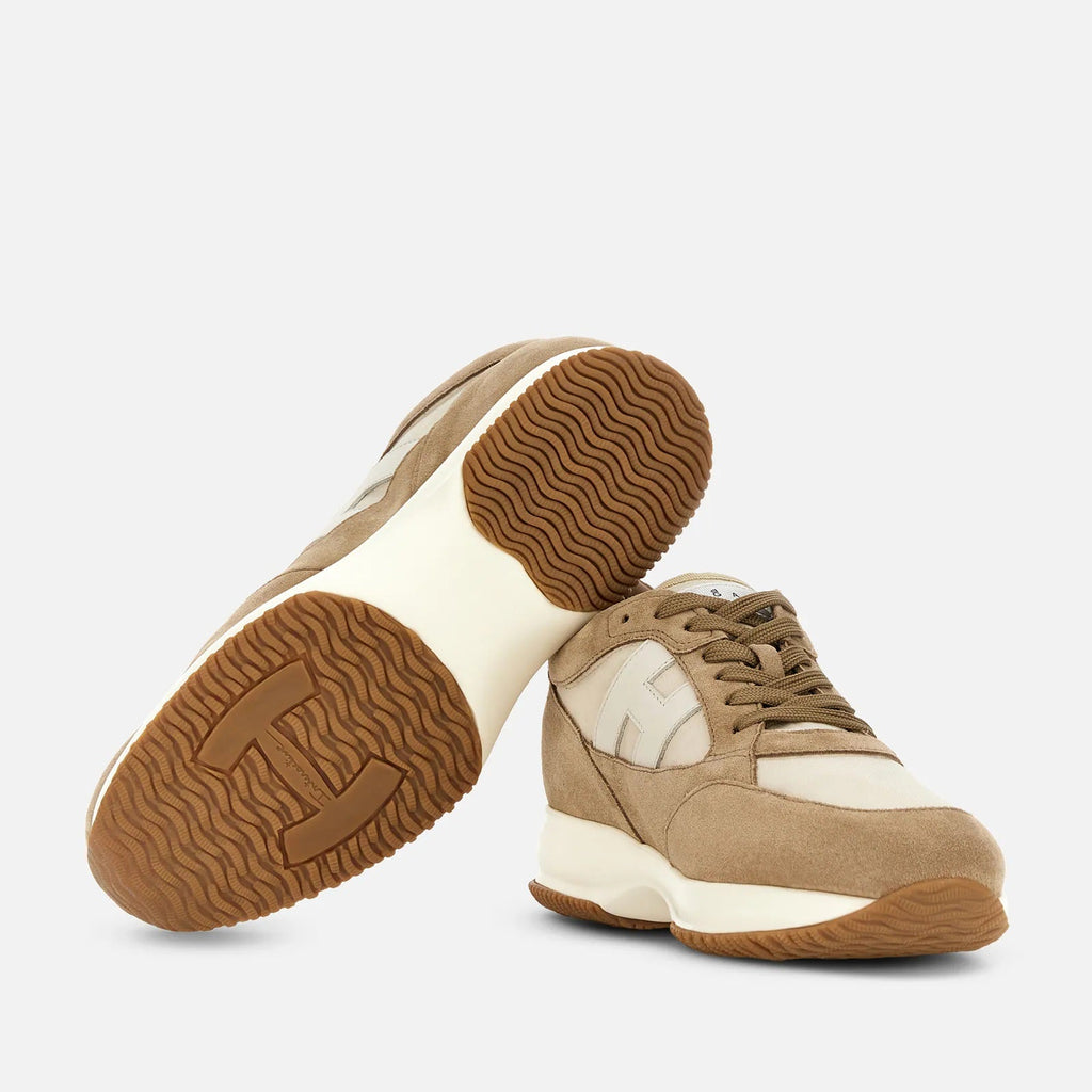 Interactive Lace-Up Sneakers in Calfskin and Nylon