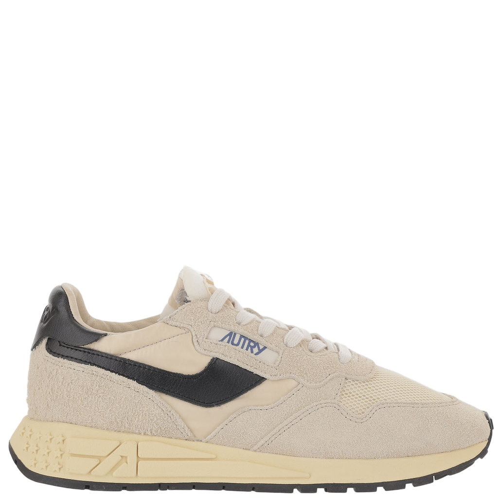 Ivory/Black Leather Running Sneakers