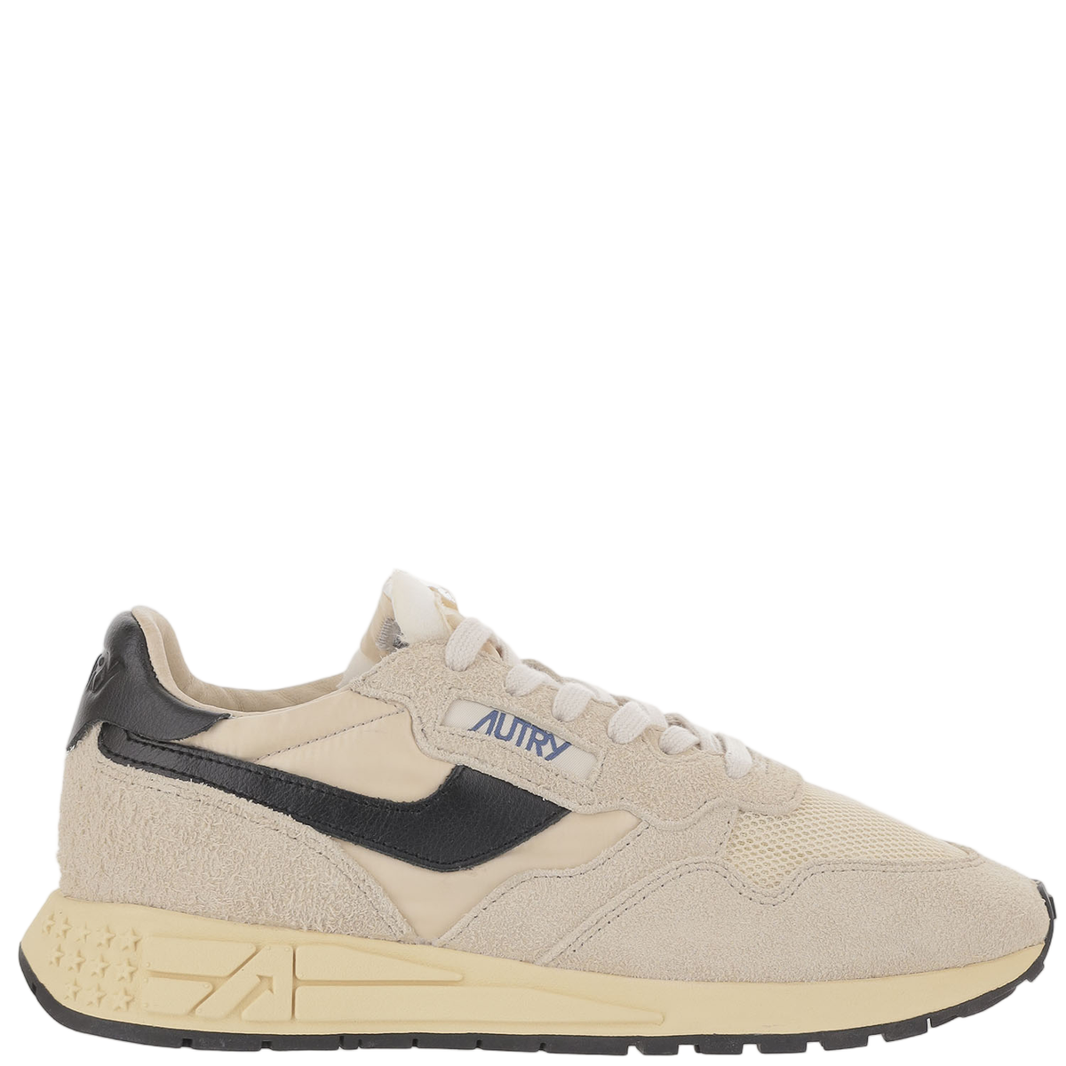 Ivory/Black Leather Running Sneakers