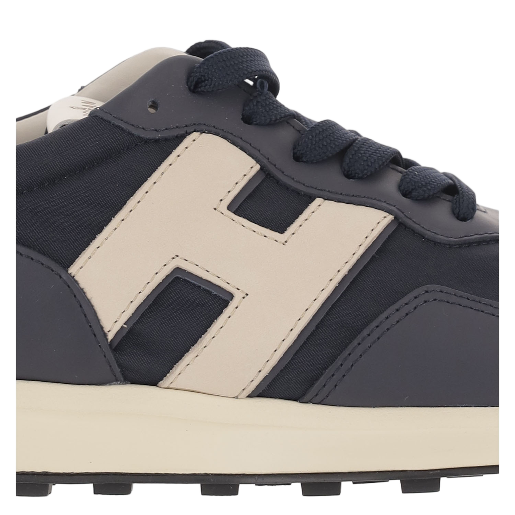 H601 Grey Perforated Leather Mesh Sneakers