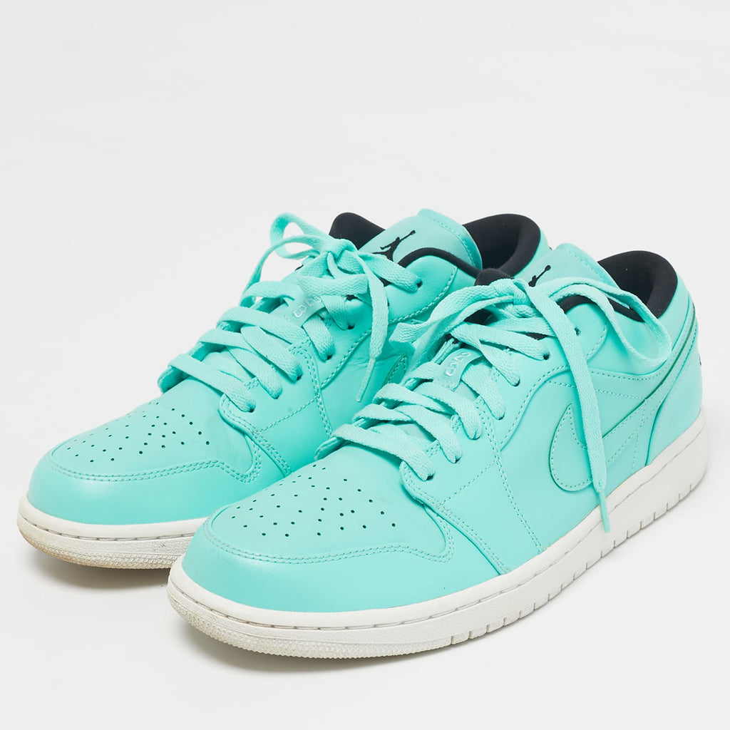 Air Jordans Green Leather Jordan 1 Low Hyper Turquoise Sneakers
