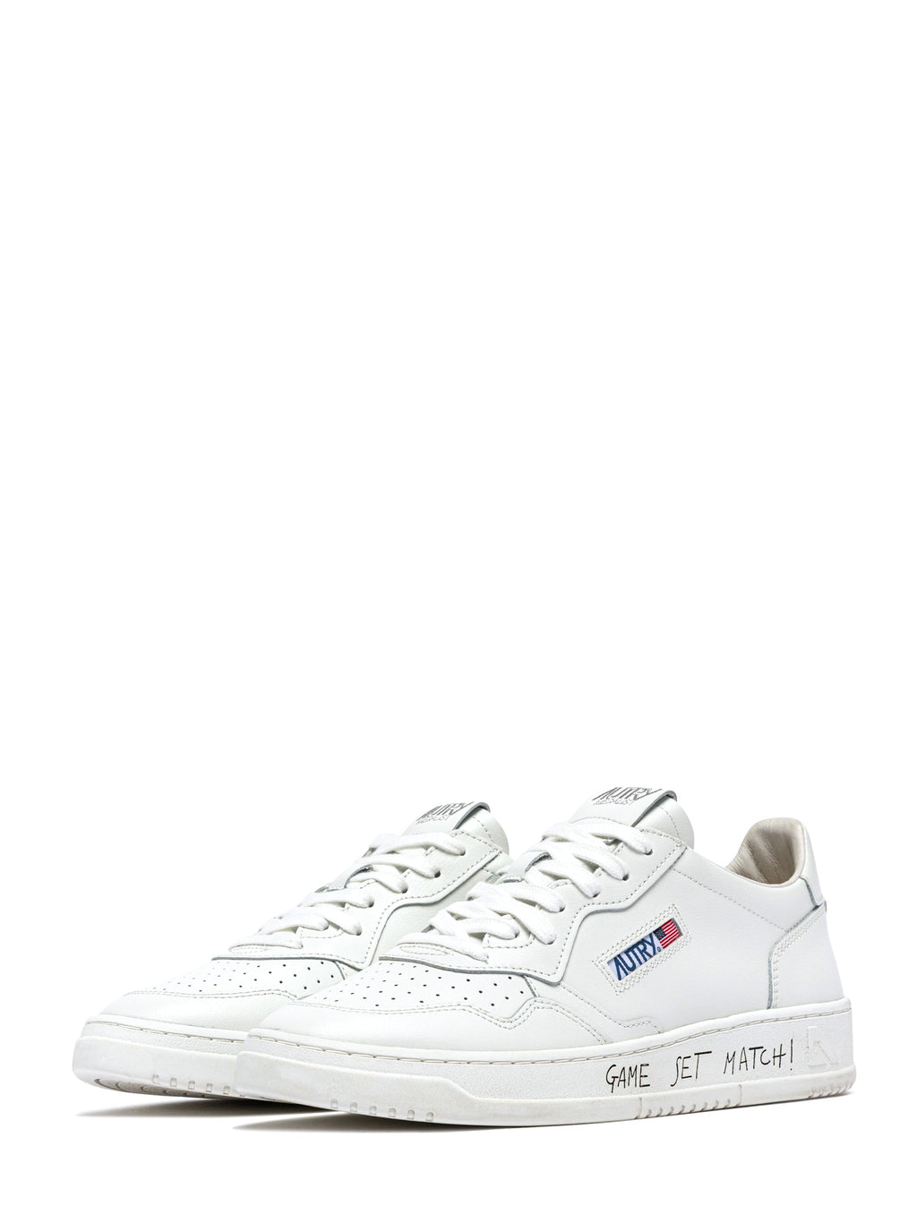 Low-Top Leather Sneakers with Perforated Detailing and Unique Sole Accents