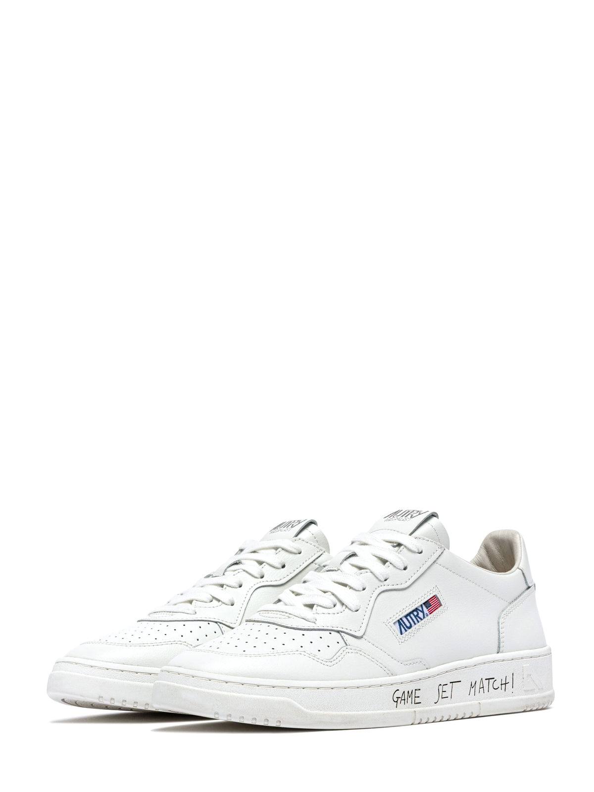 Low-Top Leather Sneakers with Perforated Detailing and Unique Sole Accents