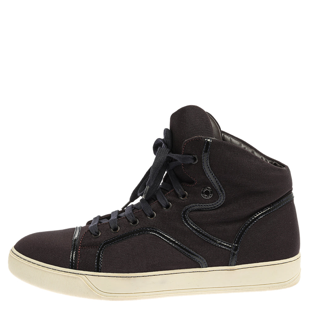 Lanvin Burgundy Nylon High Top Sneakers