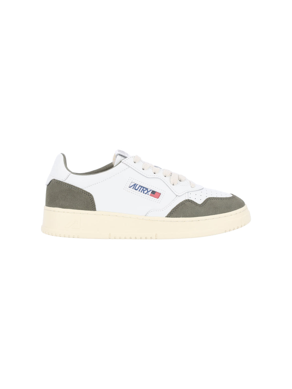Low-Top Sneakers with Olive Green Suede Overlays