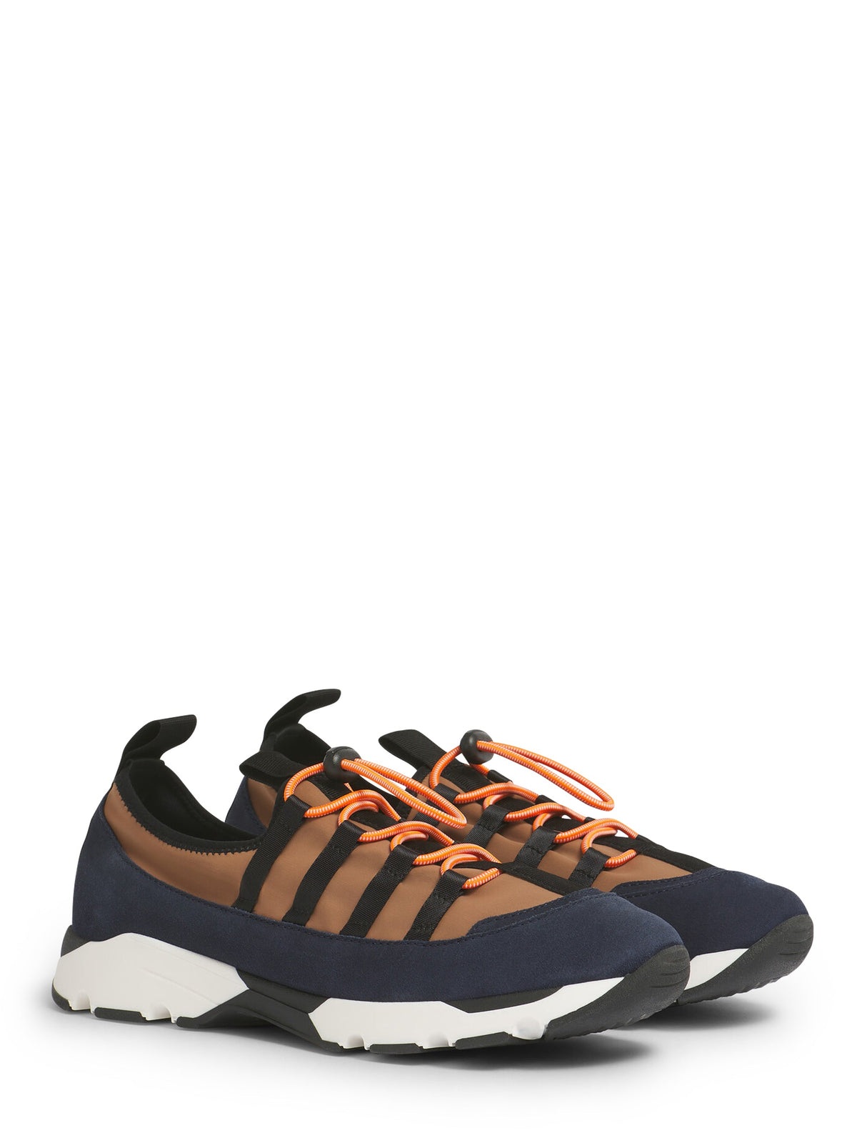Layered Brown Leather Sneakers with Unique Lacing System