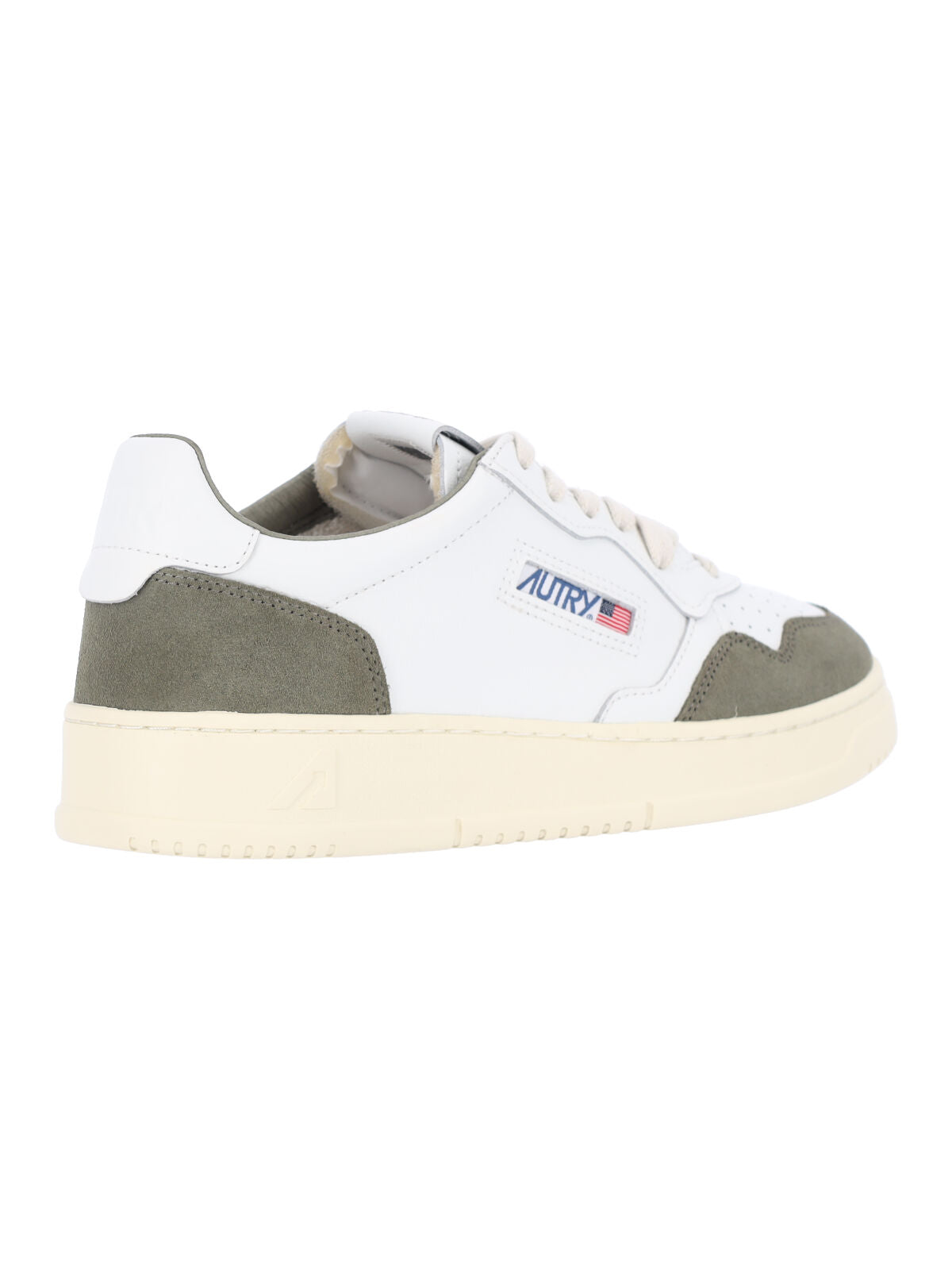 Low-Top Sneakers with Olive Green Suede Overlays