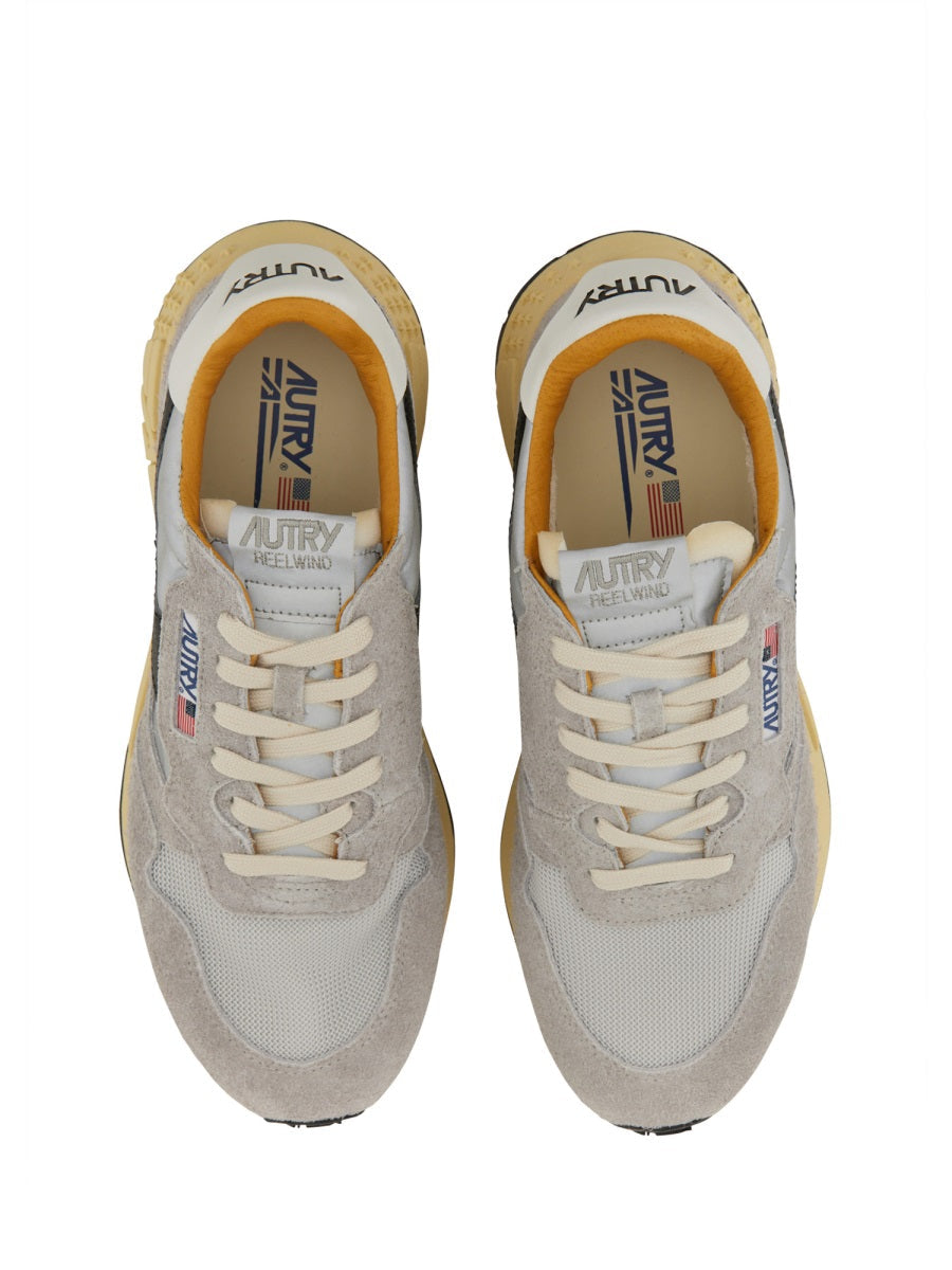 Layered Nylon and Cow Leather Sneaker with Textured Sole
