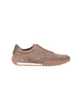 Brown Suede Low-Profile Sneakers with Embossed Logo