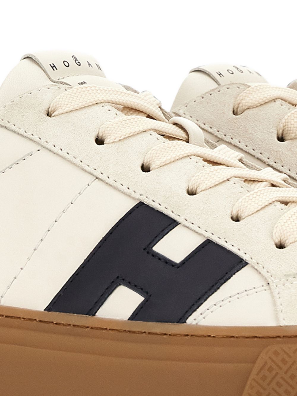 Cream Low-Top Black Accent Sneakers
