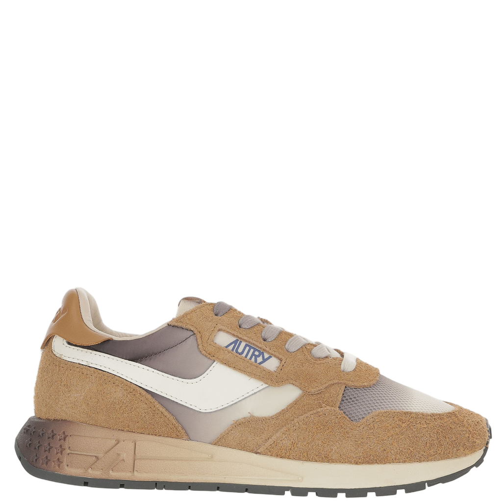 Brown Leather Nylon Running Sneakers