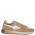 Brown Leather Nylon Running Sneakers