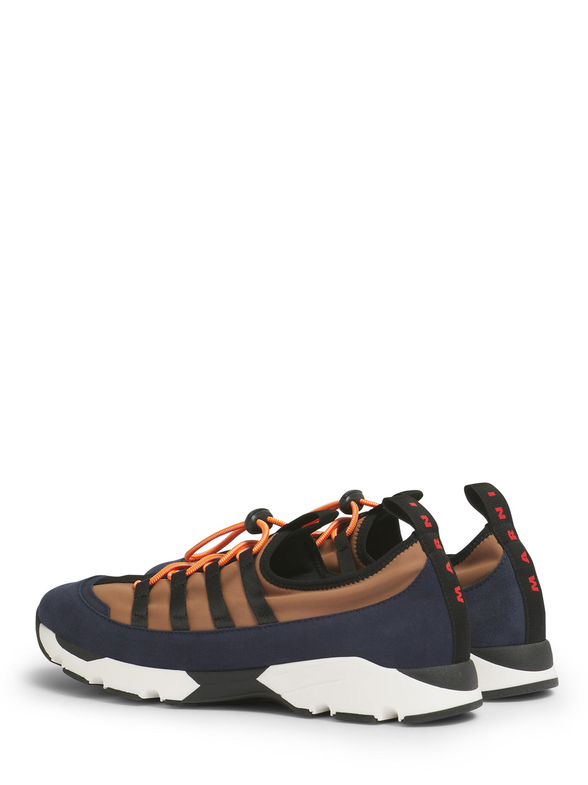 Layered Brown Leather Sneakers with Unique Lacing System