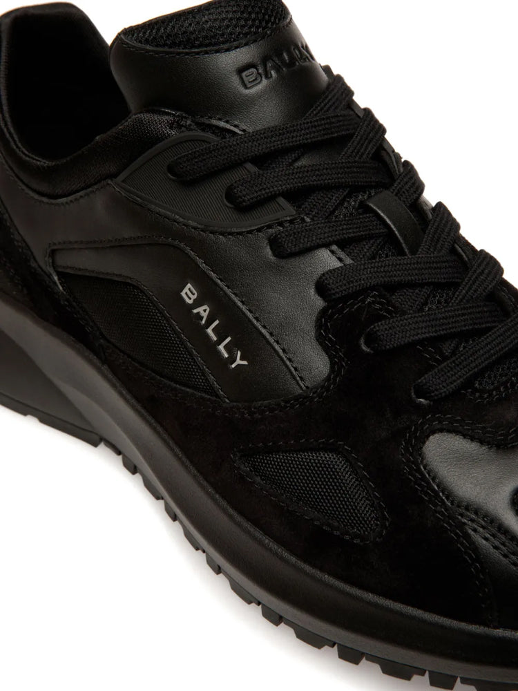 Black Low-Profile Suede Mesh Leather Sneakers