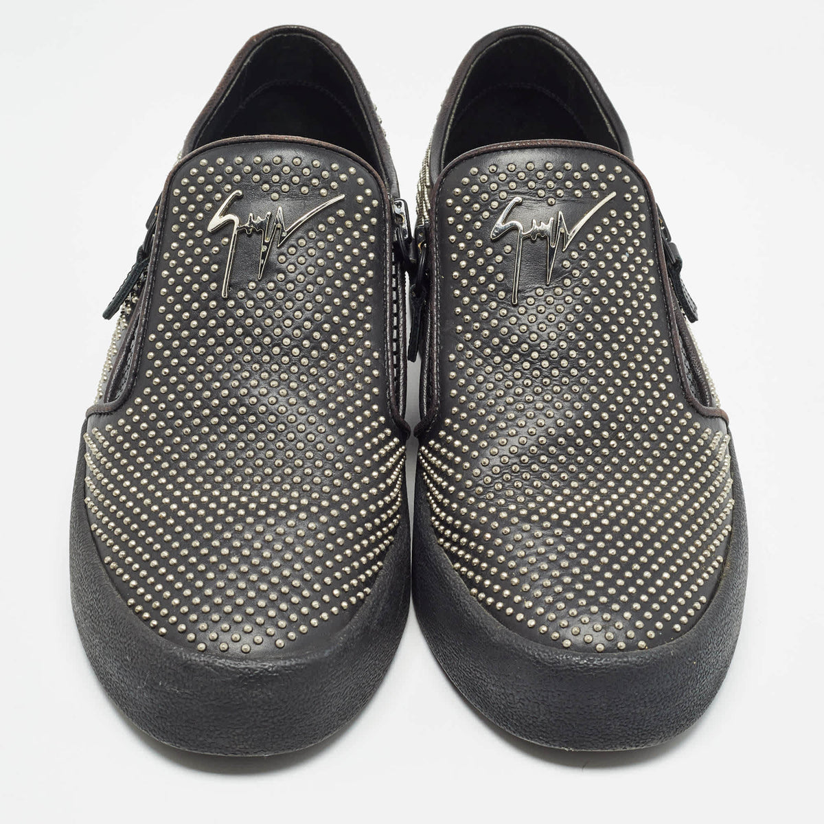 Giuseppe Zanotti Black Studded Leather Eve Slip On Sneakers