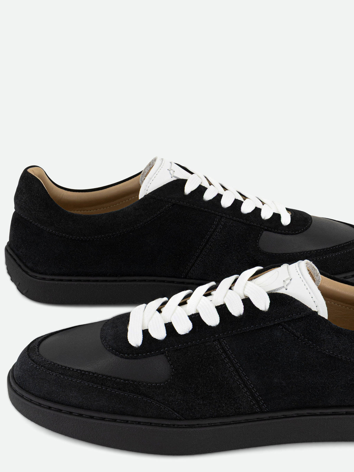 Low-Top Black Suede and Leather Sneakers with Contrast Details