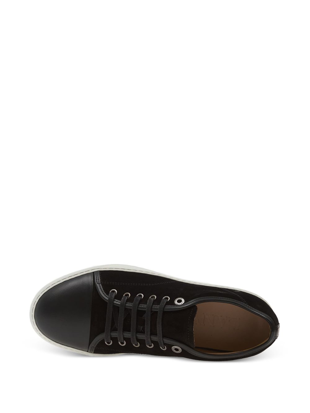 Low-Top Black Suede Sneakers with Smooth Leather Toe Cap