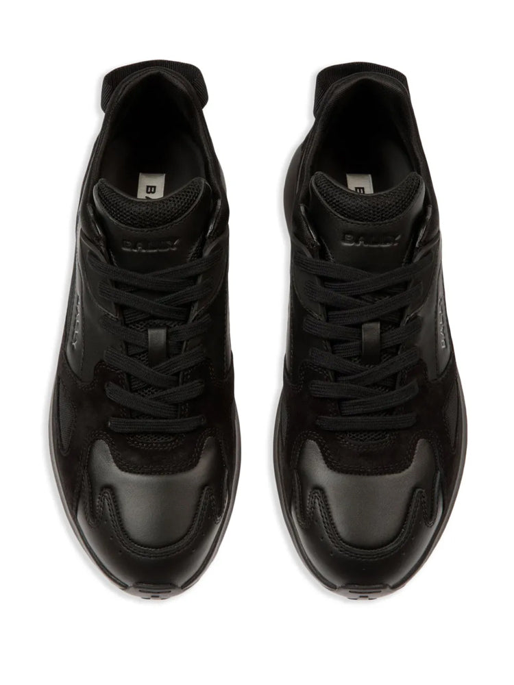 Black Low-Profile Suede Mesh Leather Sneakers