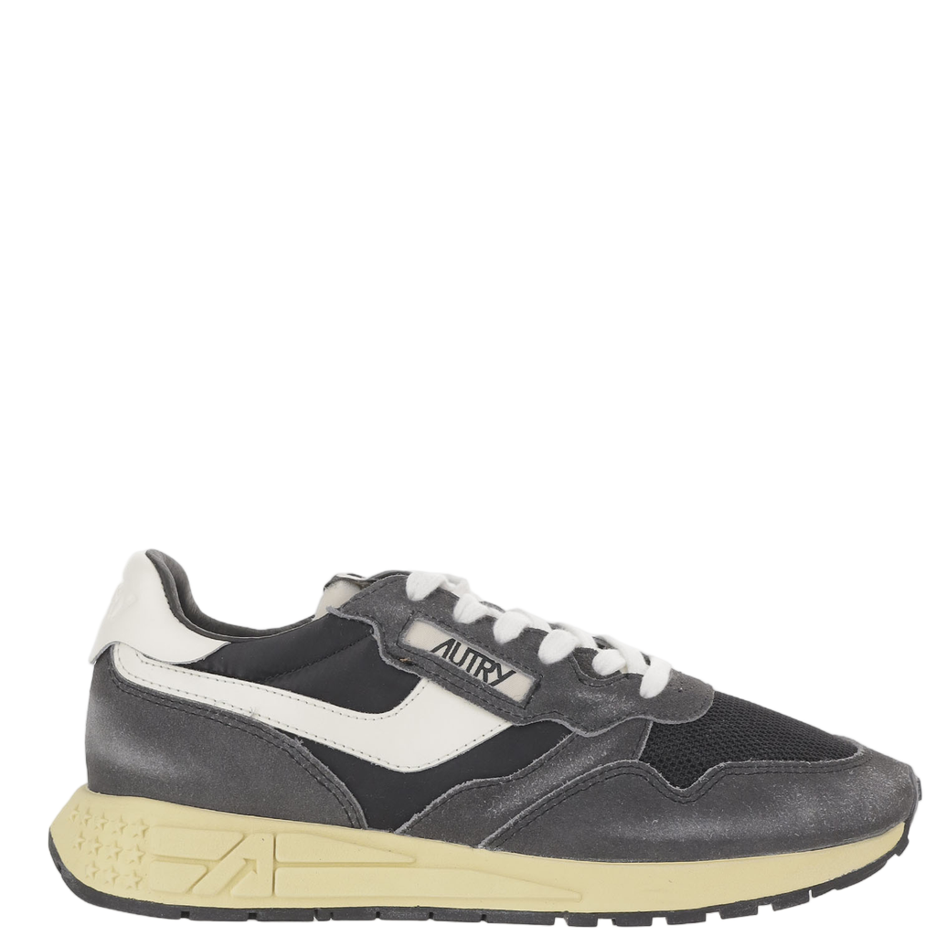 Leather And Mesh Sneakers With Vintage Touch