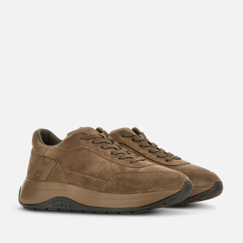 Beige Dark Calfskin Low-Top Sneakers