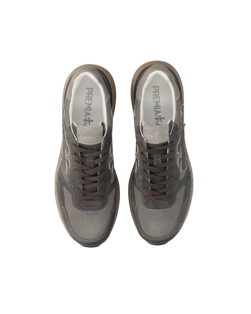 Grey Taupe Mick Color-Block Leather Sneakers