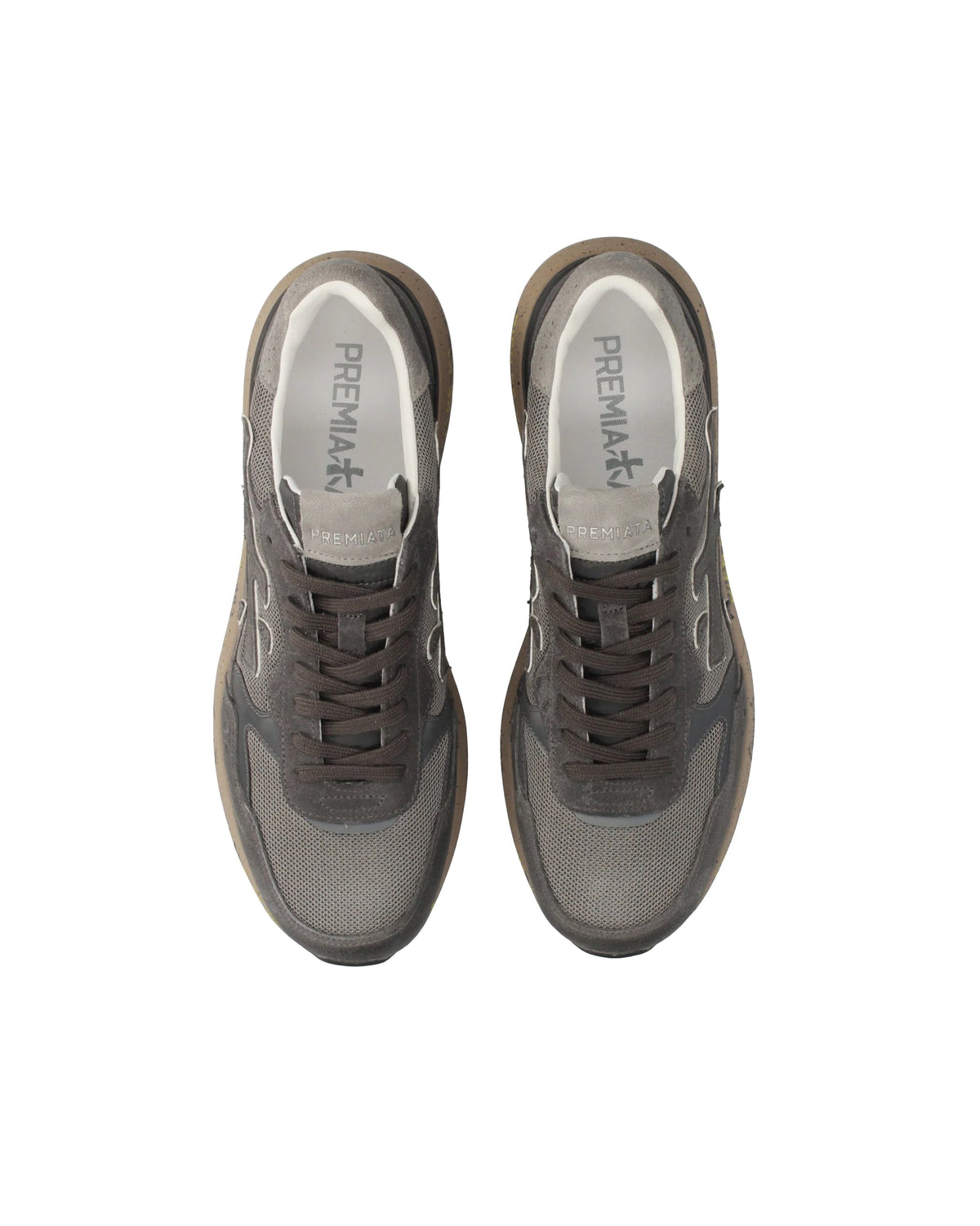 Grey Taupe Mick Color-Block Leather Sneakers