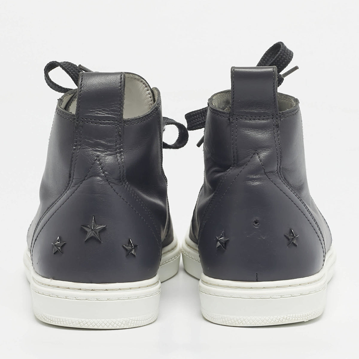 Jimmy Choo Grey Leather High Top Sneakers