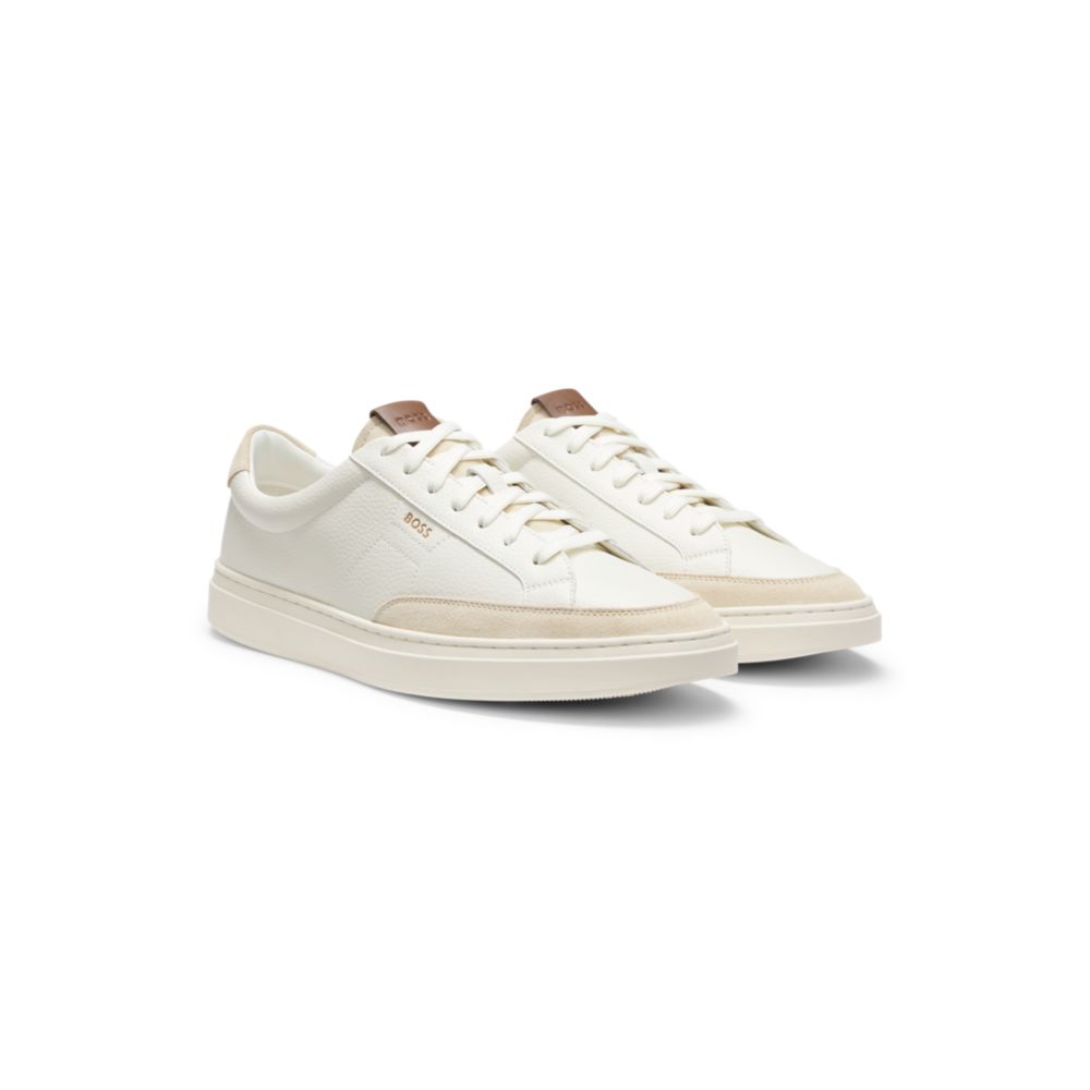 Leather sneakers with suede trims