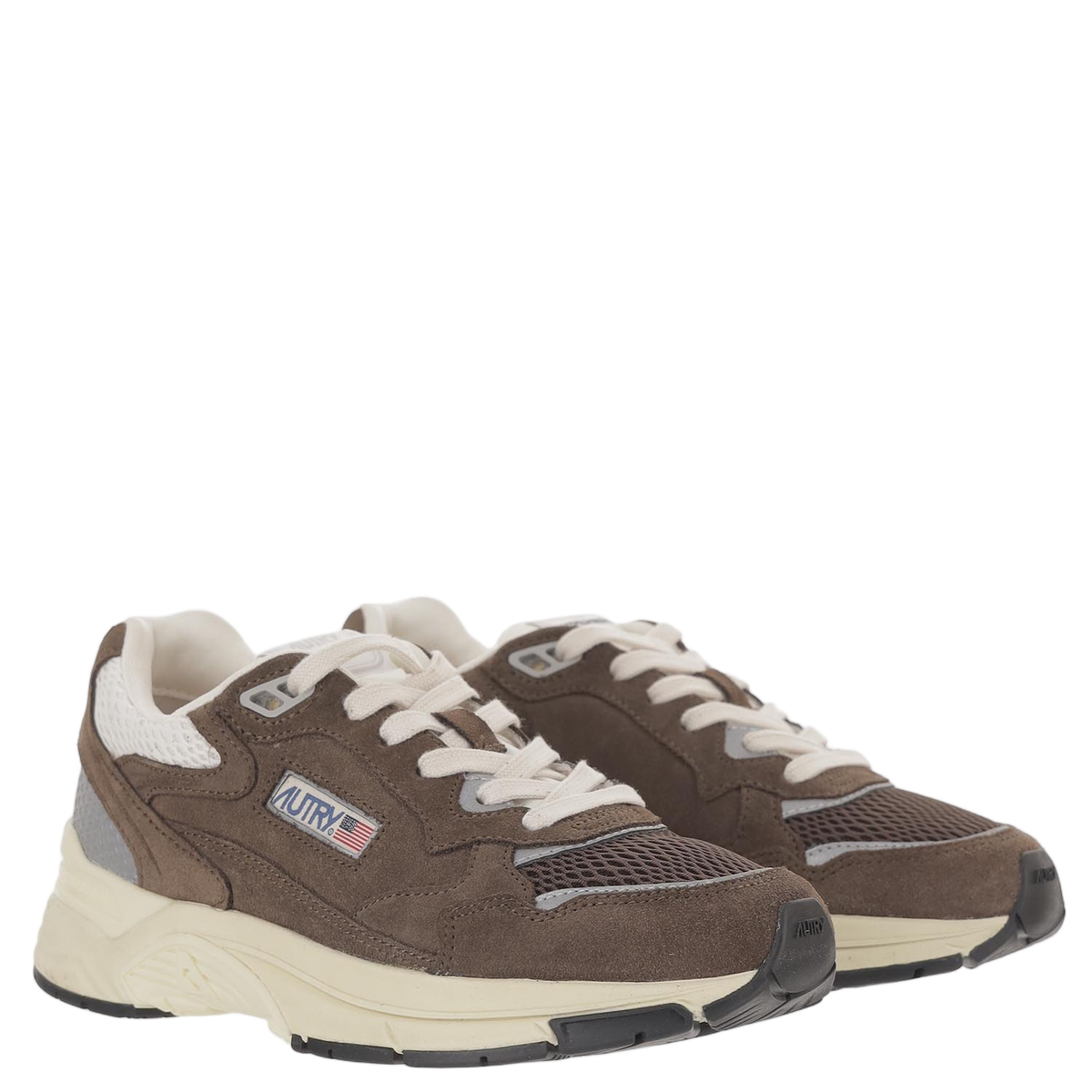 Brown Suede Mesh Terry Sneakers