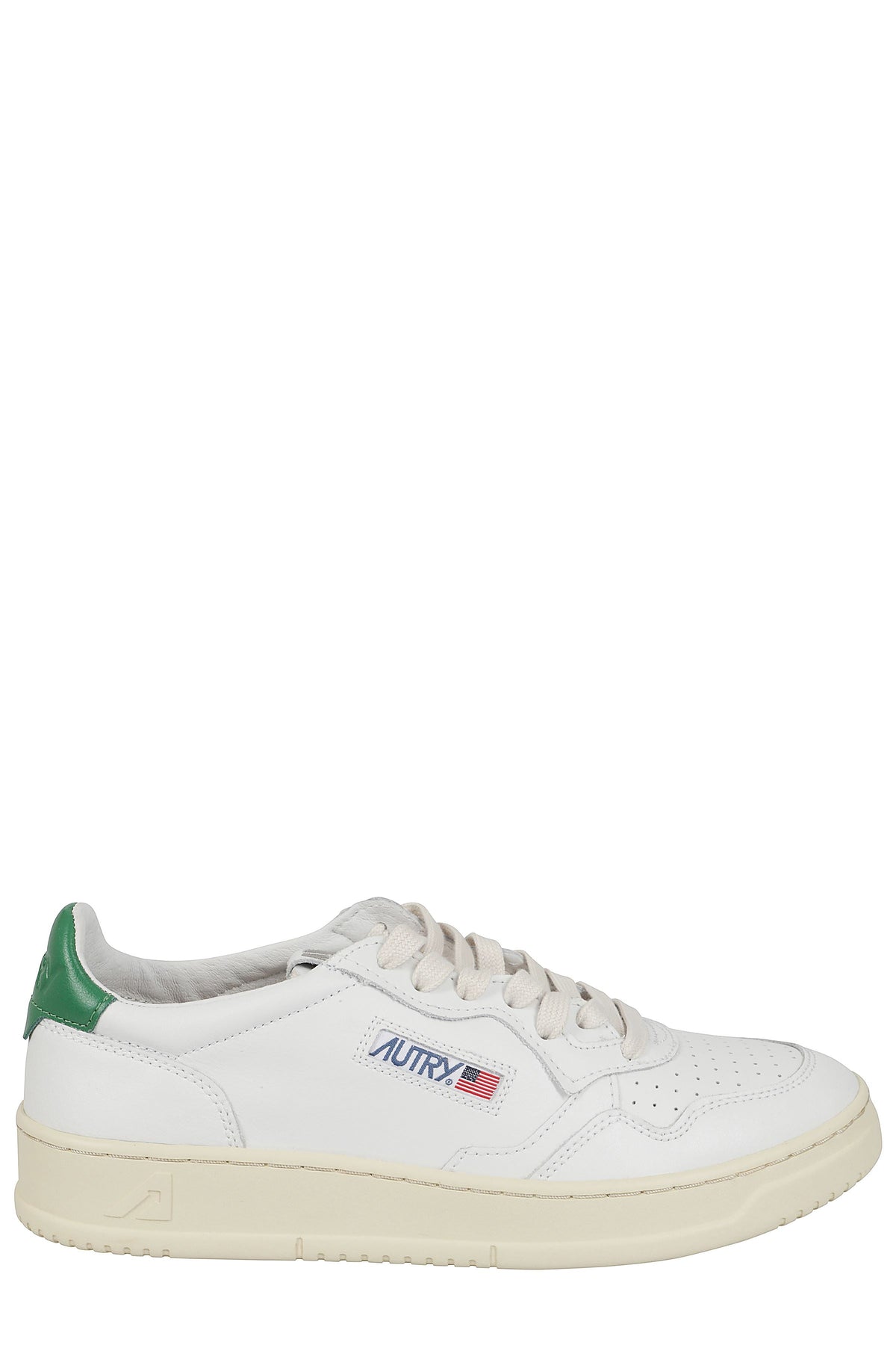 Medalist Low White and Green Suede Leather Sneakers
