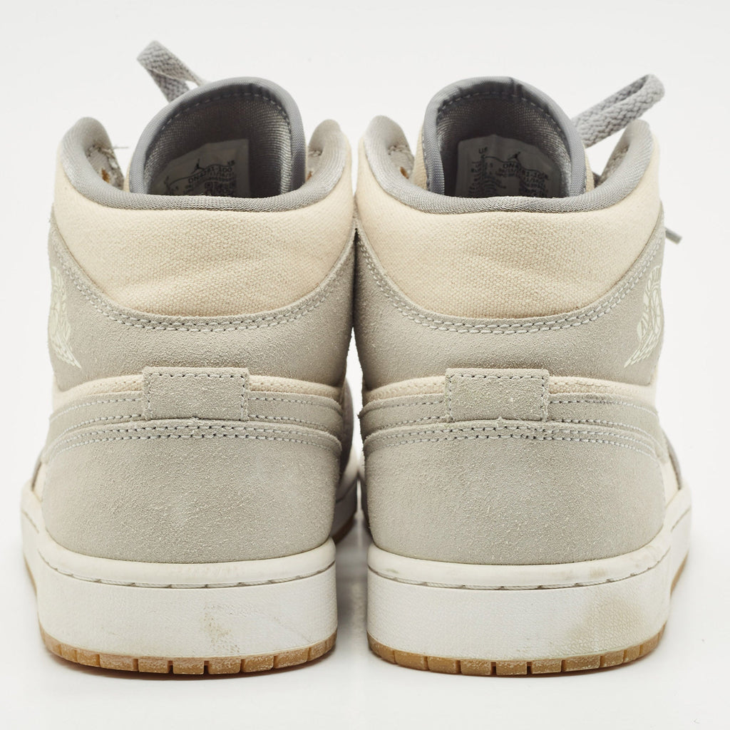 Air Jordans Grey/beige Suede And Canvas Jordan 1 Mid Se Coconut Milk Particle Grey Sneakers