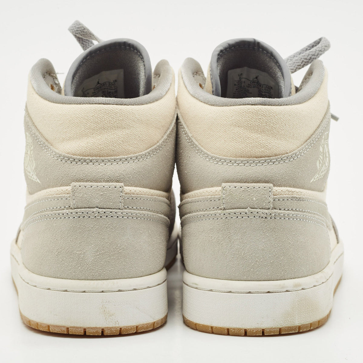 Air Jordans Grey/beige Suede And Canvas Jordan 1 Mid Se Coconut Milk Particle Grey Sneakers