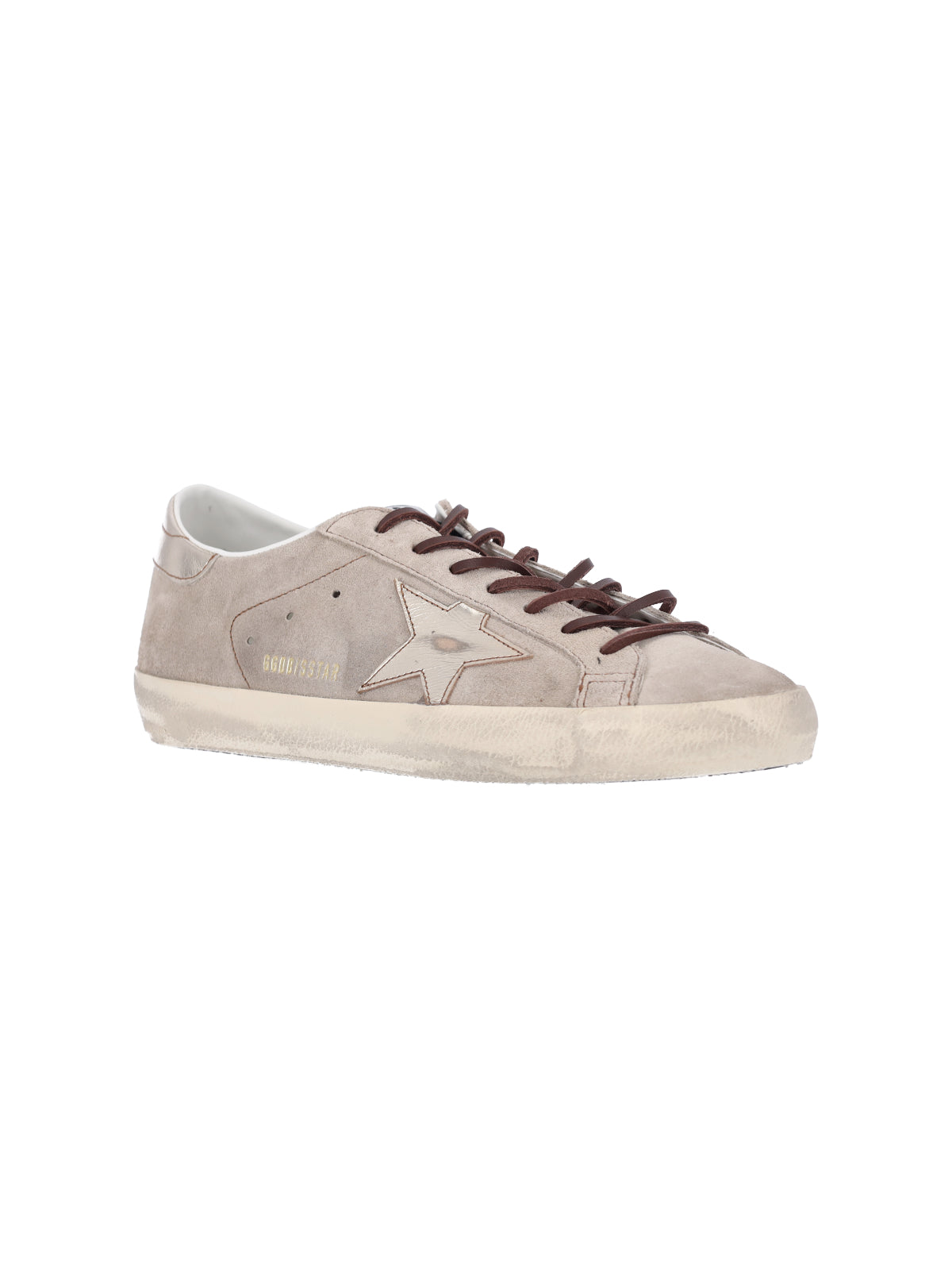 Beige Calf Suede Sneakers with Star Applique