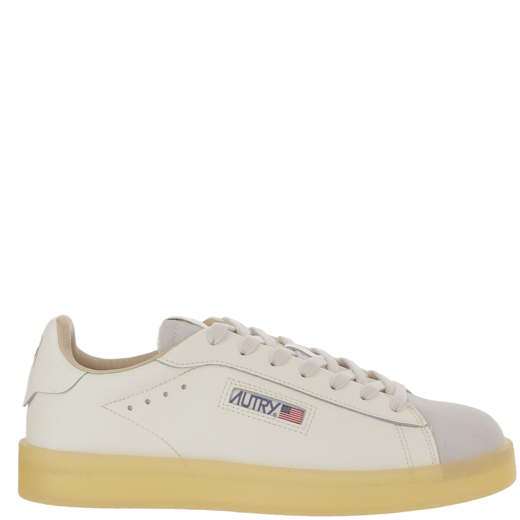 Low-Top Leather Sneakers With Padded Heel And Panel Design