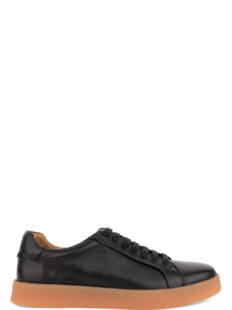 Black Leisure Minimalist Leather Sneakers
